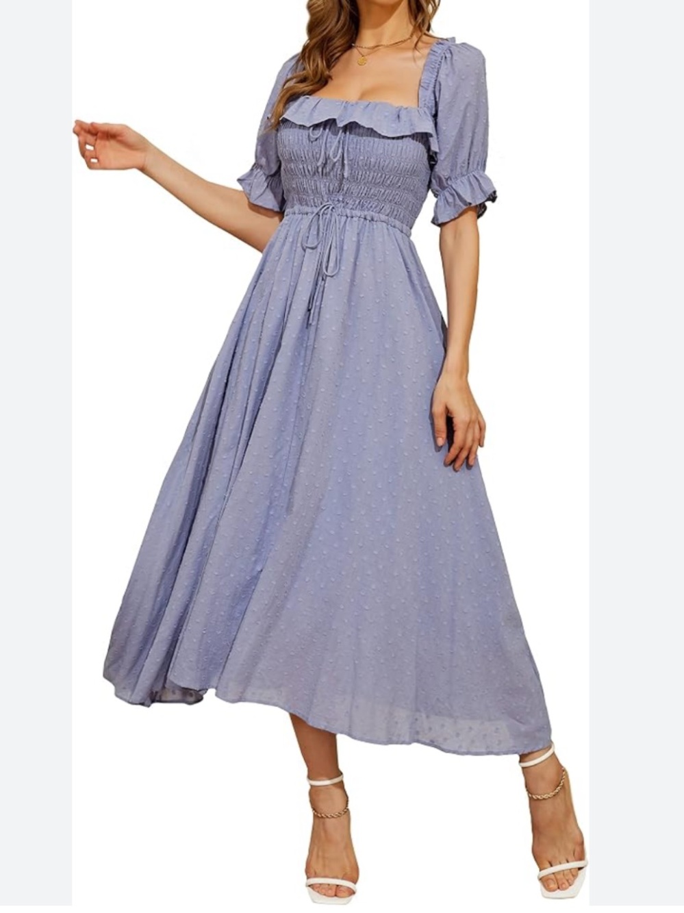 R. Yiposha Midi Prairie Dress XL Milkmaid Cottagecore Puff Sleeve Smock Festival